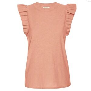 NWT NATION LTD Paulette Ruffled Sleeve Pink Tank Top (Bisou) large